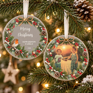 Create your own Merry Christmas family photo Ornament
