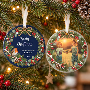 Create your own Merry Christmas family photo Ornament