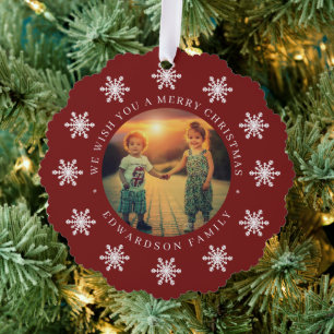 Create your own Merry Christmas family photo Ornament Card