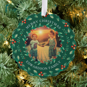 Create your own Merry Christmas photo christmas Ornament Card