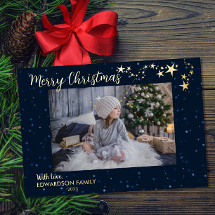 Create your own Merry Christmas photo Foil Holiday Card