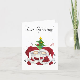 Create Your Own Merry Christmas Tree Hugger Gnomes Holiday Card