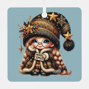 Create Your Own Merry Magical Christmas Gnome Metal Ornament