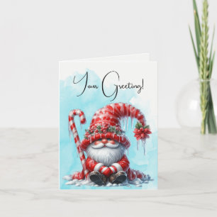 Create Your Own Merry Peppermint Christmas Gnome Holiday Card