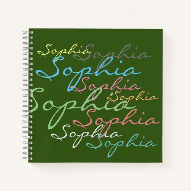 Create your own messy name text unique calligraphy notebook (Front)