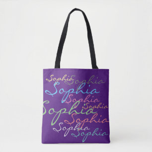 Create your own messy name text unique calligraphy tote bag