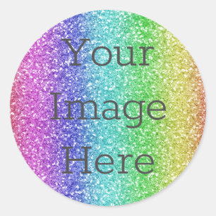 Create Your Own Metallic Rainbow Glitter Faux Foil Classic Round Sticker
