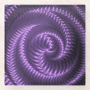 Create Your Own - Metallic Spiral - Purple  Glass Coaster