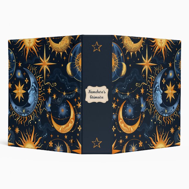 Create Your Own Midnight Blue & Gold Celestial Binder (Background)