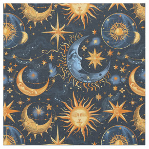 Create Your Own Midnight Blue & Gold Celestial Fabric