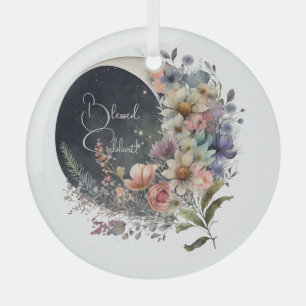 Create Your Own Midnight Floral Crescent Moon Glass Ornament
