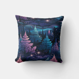 Create Your Own Midnight Purple Christmas Trees Throw Pillow