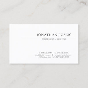 Create Your Own Minimal Design Elegant White Plain Business Card