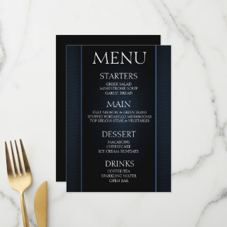 Create Your Own - Minimalist Black Blue Event Menu
