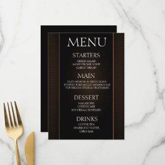 Create Your Own - Minimalist Black Orange Event Menu