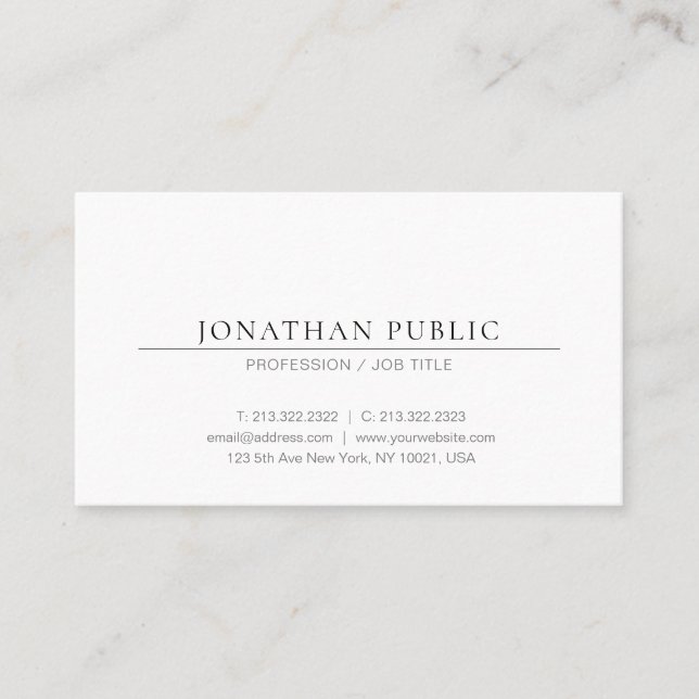 Create Your Own Minimalistic Design Elegant Plain Business Card (Front)