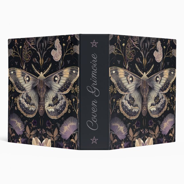 Create Your Own Misty Blue Moth Purple Flowers Binder (Background)