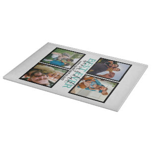 Create your own Modern Bonus Dad 4 Photo Collage  Cutting Board