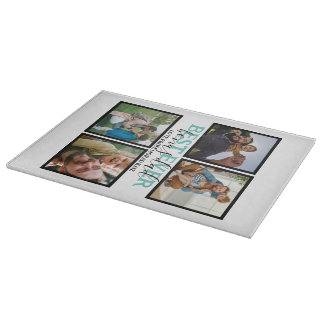 Create your own Modern Bonus Dad 4 Photo Collage Cutting Board