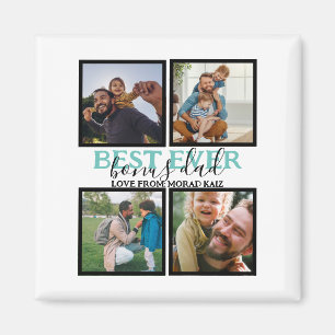 Create your own Modern Bonus Dad 4 Photo Collage Magnet