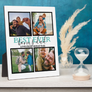 Create your own Modern Bonus Dad 4 Photo Collage Plaque