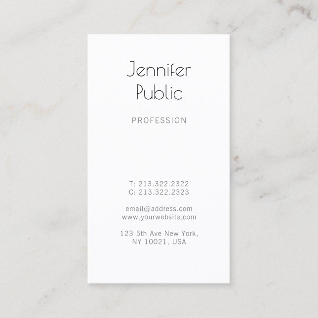 Create Your Own Modern Elegant Design Sleek Plain Business Card (Front)