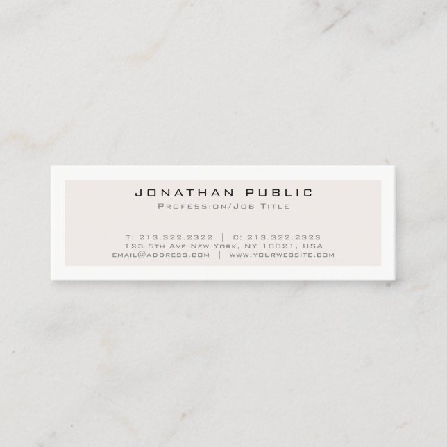 Create Your Own Modern Elegant Minimalistic Design Mini Business Card (Front)