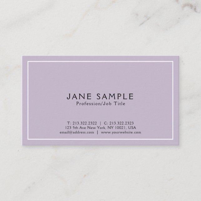 Create Your Own Modern Elegant Violet Design Business Card (Front)
