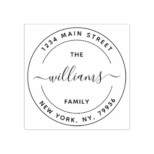 Create Your Own Modern Family Name Return Address Rubber Stamp