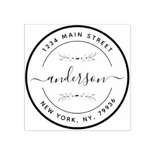 Create Your Own Modern Family Name Return Address Rubber Stamp