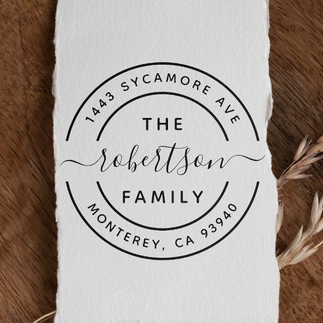 Create Your Own Modern Family Name Return Address Rubber Stamp (Creator Uploaded)