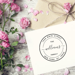 Create Your Own Modern Family Name Return Address Rubber Stamp