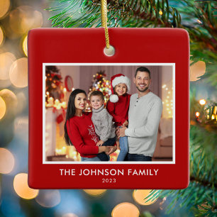 Create Your Own Modern Personalized Family Photo Ceramic Ornament