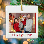 Create Your Own Modern Personalized Family Photo Ceramic Ornament<br><div class="desc">Modern Minimalist Simple Personalized Family Photo Ornament. Create your own custom photo Christmas ornament featuring your favourite photo.</div>