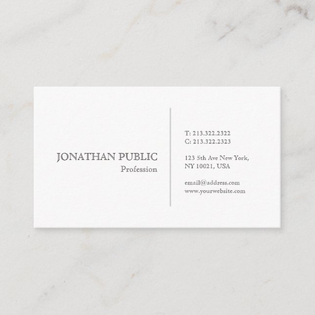 Create Your Own Modern Plain Simple Elegant Business Card (Front)