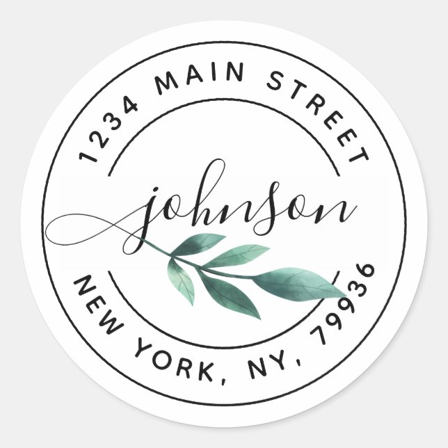 Create Your Own Modern Return Address Classic Round Sticker (Front)