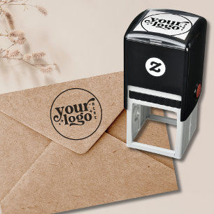 Create Your Own Modern Round Business Company Logo Self-inking Stamp