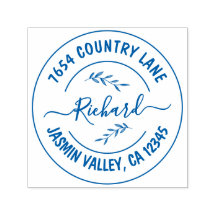 Create Your Own Modern Round Return Address  blue