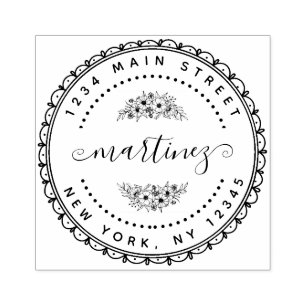 Create Your Own Modern Round Return Address Rubber Stamp