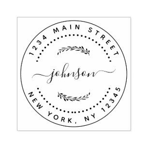 Create Your Own Modern Round Return Address Rubber Stamp