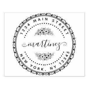 Create Your Own Modern Round Return Address Rubber Stamp