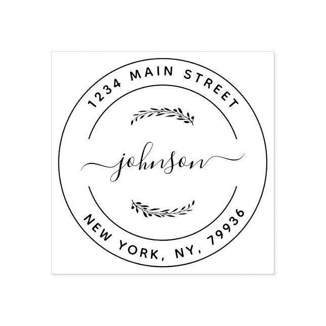 Create Your Own Modern Round Return  Address Rubber Stamp (Imprint)