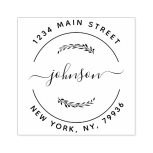 Create Your Own Modern Round Return Address Rubber Stamp