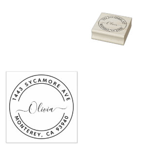 Create Your Own Modern Round Return Address Rubber Stamp