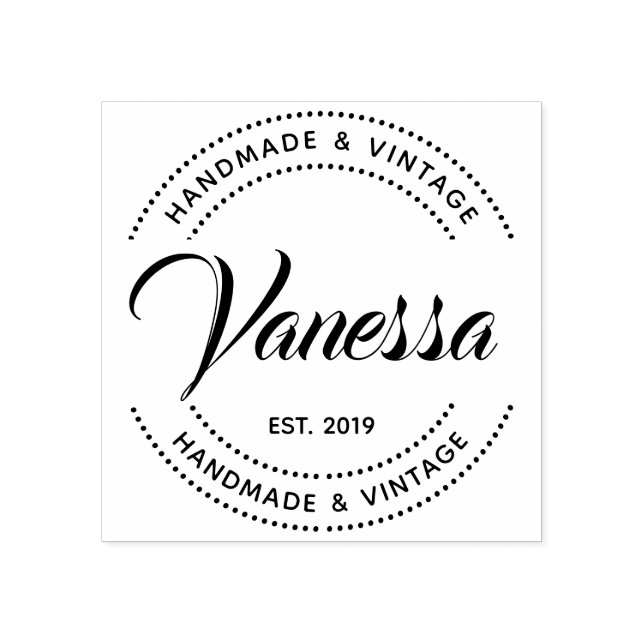 Create Your Own Modern Round Return Name Rubber Stamp (Imprint)