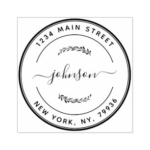 Create Your Own Modern Round Return Return Address Rubber Stamp