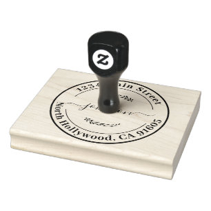 Create Your Own Modern Script Round Return Address Rubber Stamp