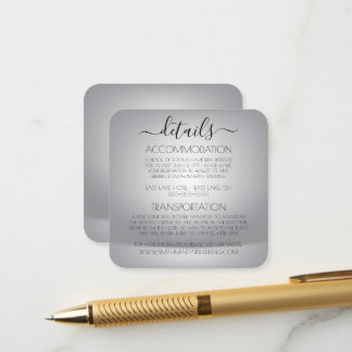 Create Your Own Modern Silver Minimalist Wedding Enclosure Card