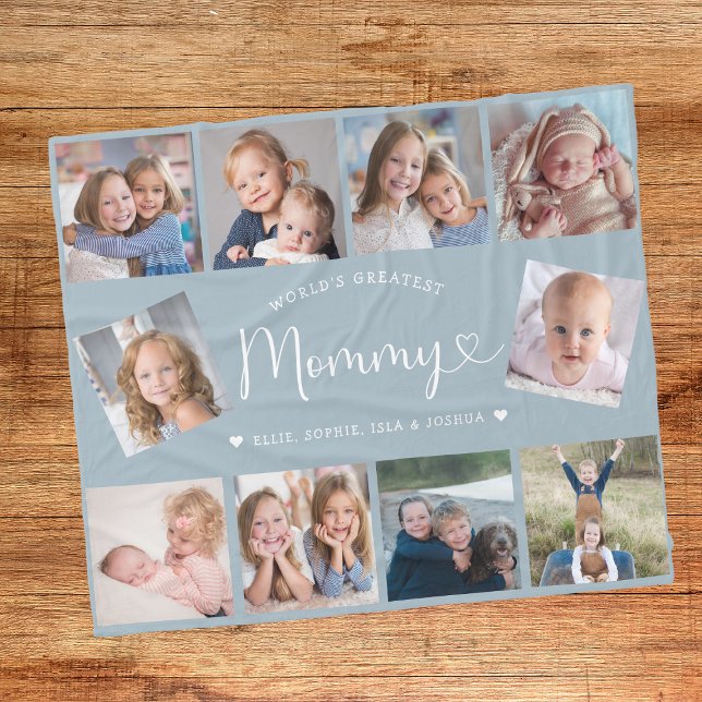 Create Your Own Mommy Photo Collage Modern Fleece Blanket (Creator Uploaded)