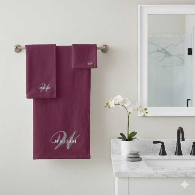 Create Your Own Monogram Colour Match Teal  Bath Towel Set (Creator Uploaded)